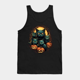 Halloween Scary Black Cats Cute Pumpkin Tank Top